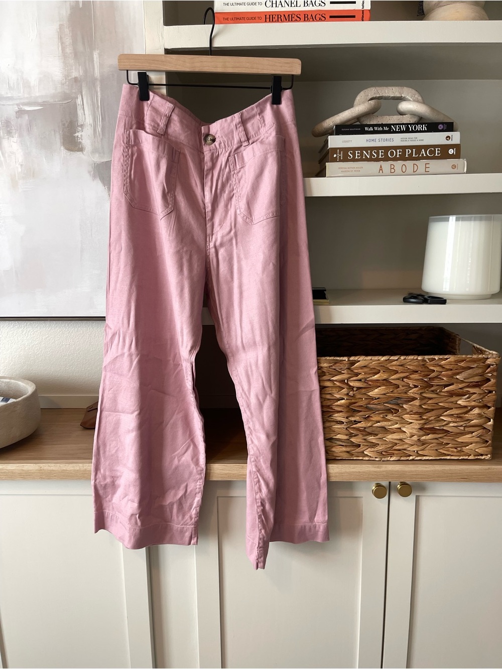 Maeve Pink Wide-Leg High-Rise Jeans